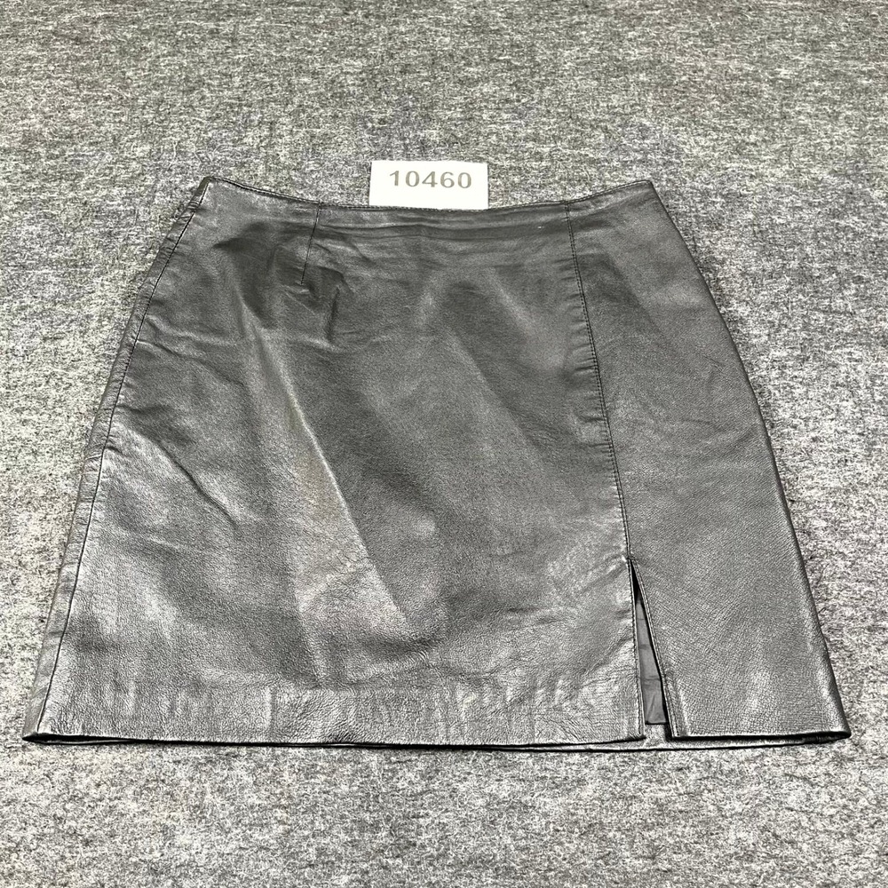 Vintage Styleworks Leather A Line Skirt Womens 12 Gray Lined Side Slit Outdoor